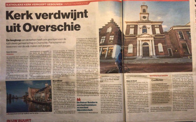 Artikel AD Rotterdams Dagblad; Kerk verdwijnt uit Overschie