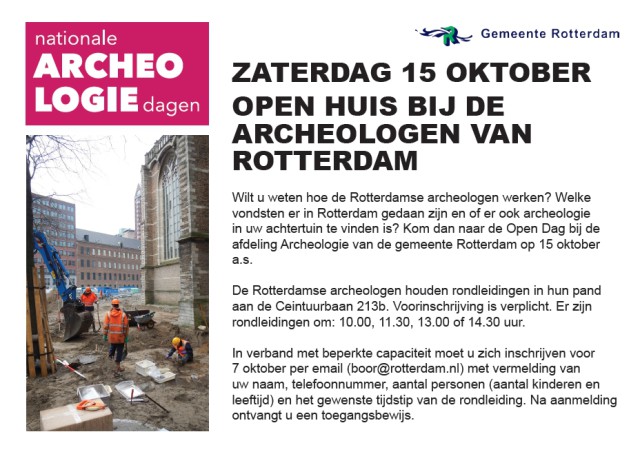 Nationale archeologiedagen, rondleiding in Rotterdam bij de Ceintuurbaan 213b