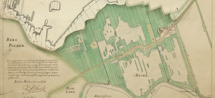 Kaart van het ambacht van Schiebroek met concept-droogmaking, 1771 4.VTH 2421 #PD