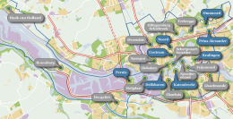 Overzichtskaart van de stichting Rotterdam is vele Dorpen